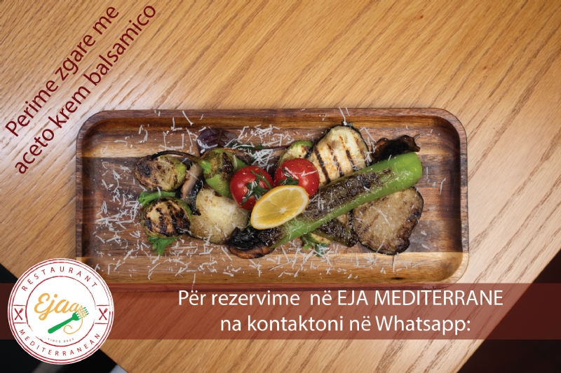 Perime zgare me aceto krem balsamico nga Restorant EJA MEDITERRANE, rezervim restorant afer atraksioneve Tirane, rezervim darke restorant italian Tirane qender, restorant autentik Tirane rezervim, restorant premium Tirane qender rezervim