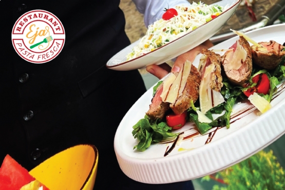 Restaurant EJA, Fusili, De bouf, Burrata pesto borziloku, Fileto pule brokoli carry, Burger clasik, Patate frite, Kotolet pule, Pene Pana proshutë,, prenota cena stasera Tirana centro, rezervim darke sot restorant italian Tirane